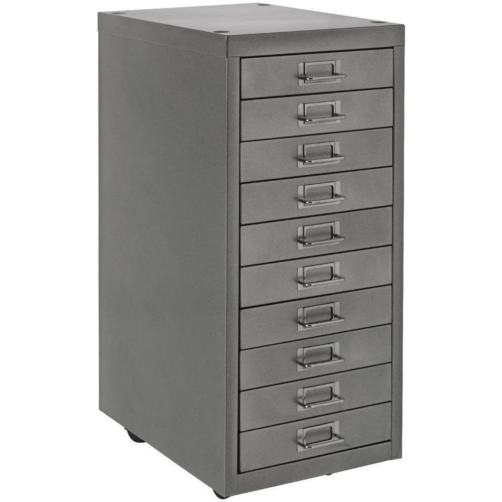 Spencer 10 Drawer Cabinet Metallic Silver