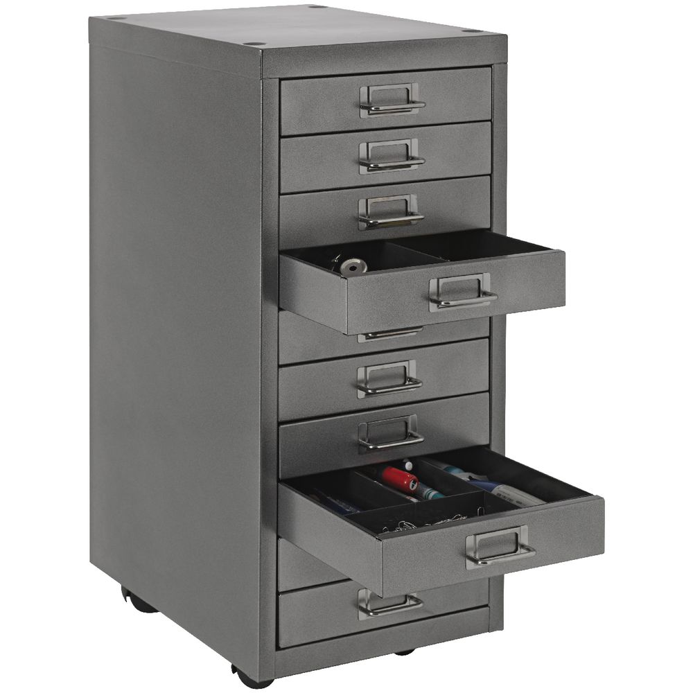 Spencer 10 Drawer Cabinet Metallic Silver