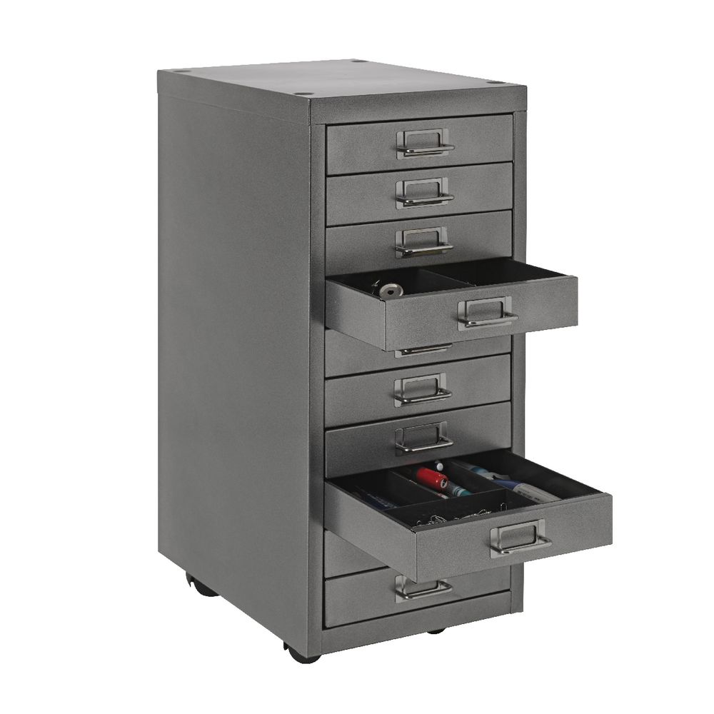Spencer 10 Drawer Cabinet Metallic Silver