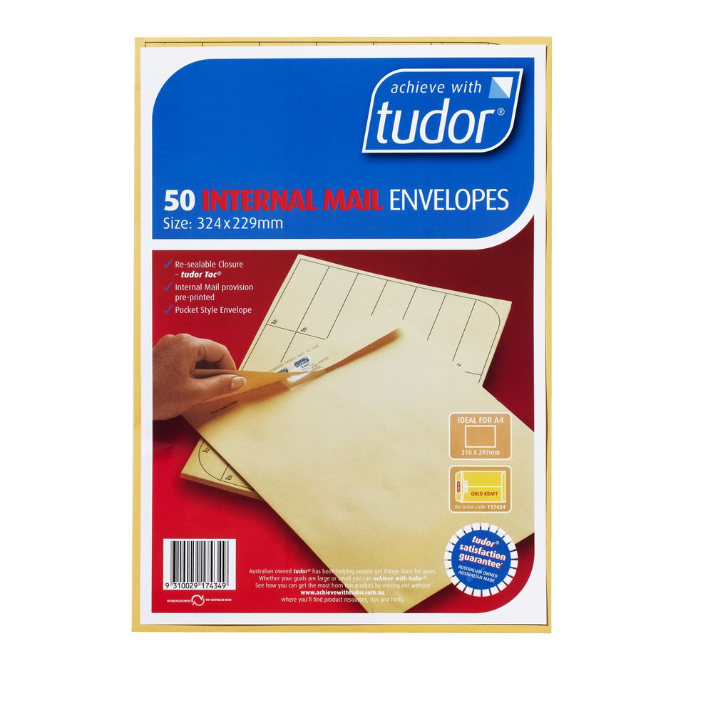 Tudor Interoffice C4 Envelopes Kraft 50 Pack