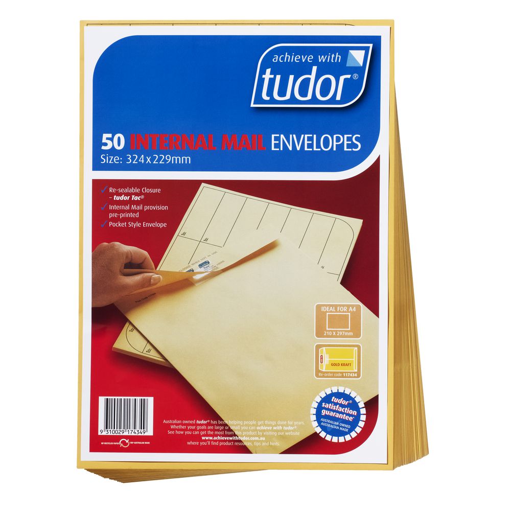 Tudor Interoffice C4 Envelopes Kraft 50 Pack