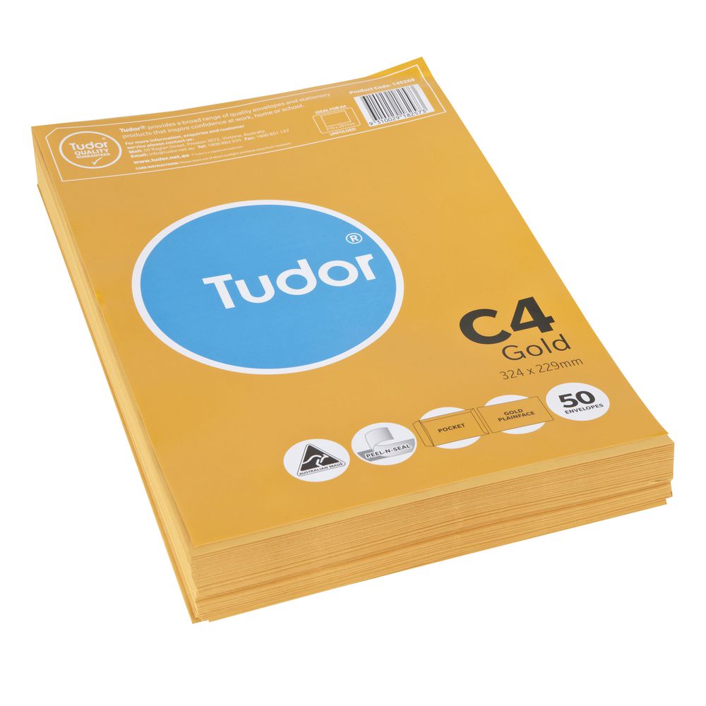 Tudor Premium C4 Business Envelopes Kraft 50 Pack