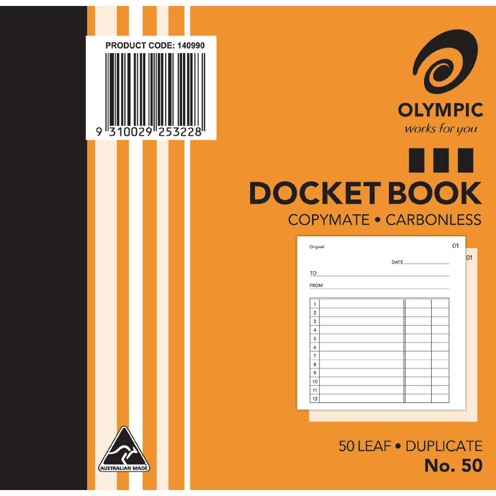 Olympic No.50 Carbonless Duplicate Docket Book