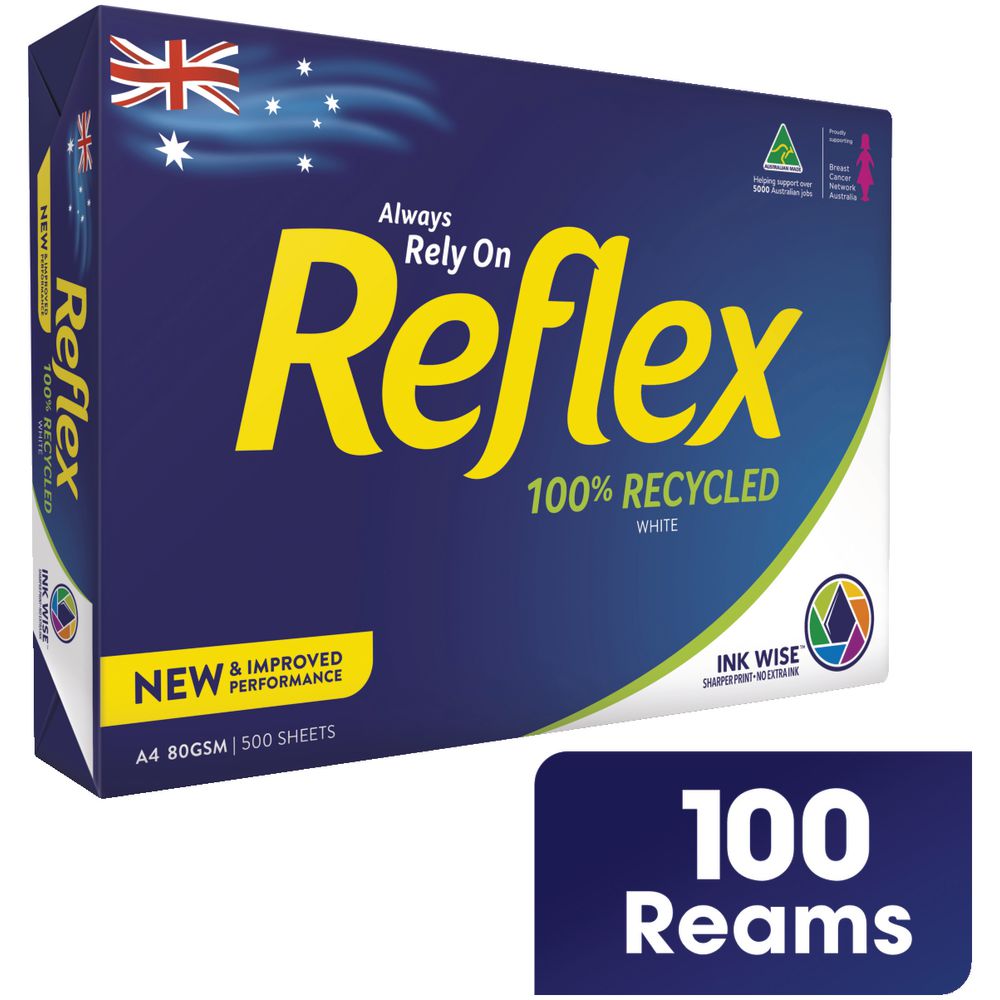 Reflex 100% Recycled 80gsm A4 Copy Paper 100 Ream Pallet