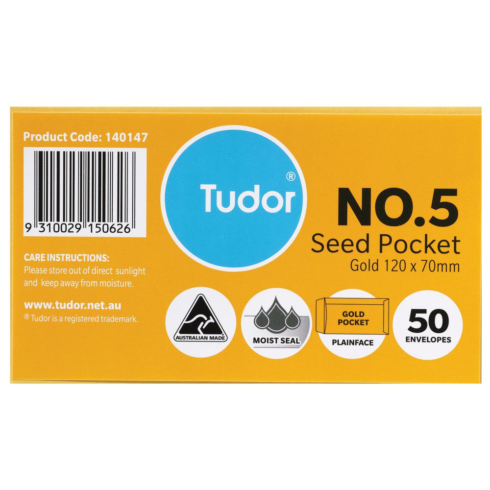 Tudor No. 5 Seed Pocket Envelopes 70 x 120 mm 50 Pack Officeworks