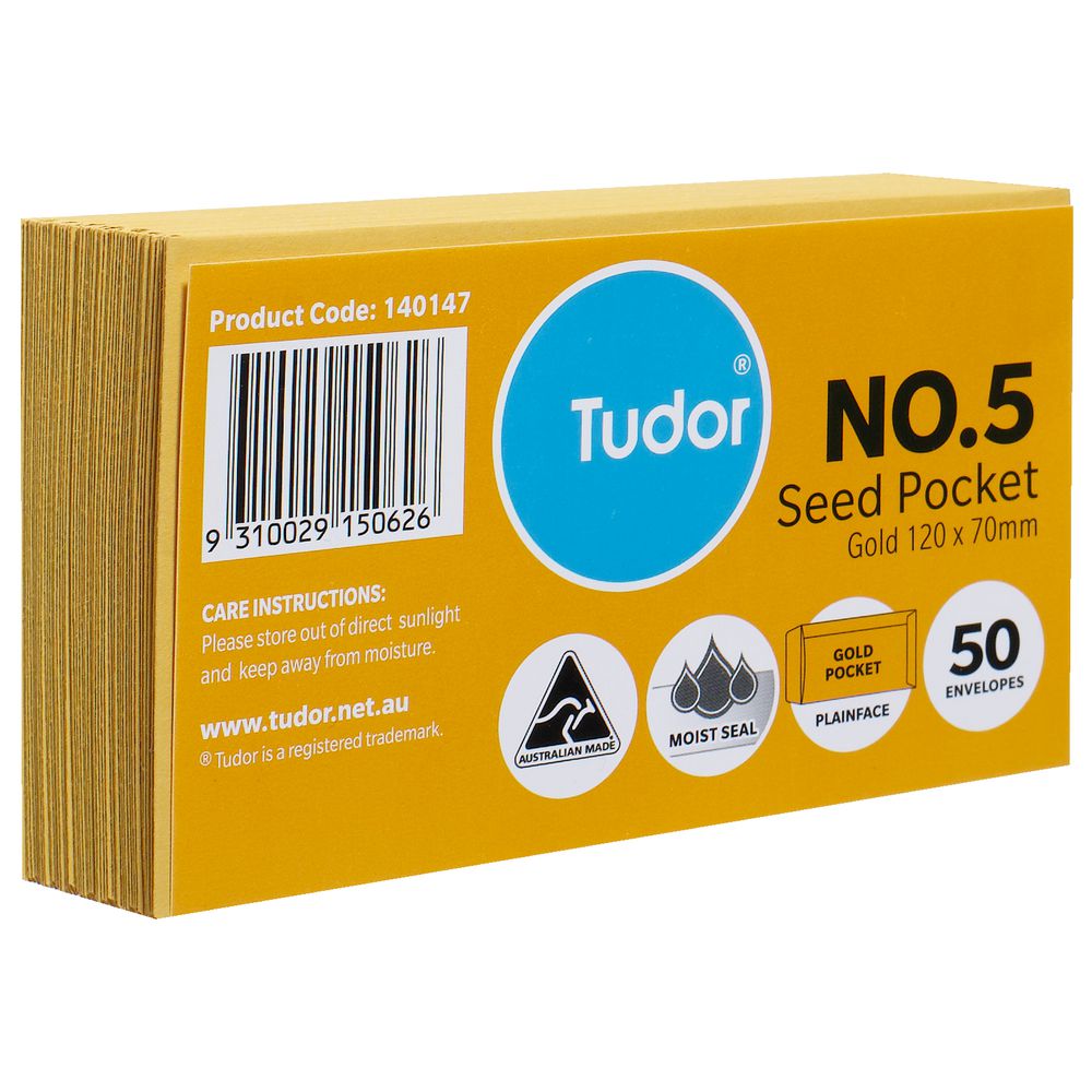 Tudor No. 5 Seed Pocket Envelopes 70 x 120 mm 50 Pack Officeworks