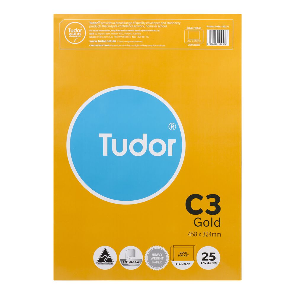 Tudor C3 Envelopes Gold 25 Pack