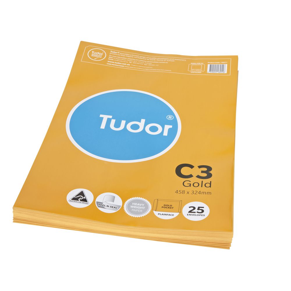 Tudor C3 Envelopes Gold 25 Pack