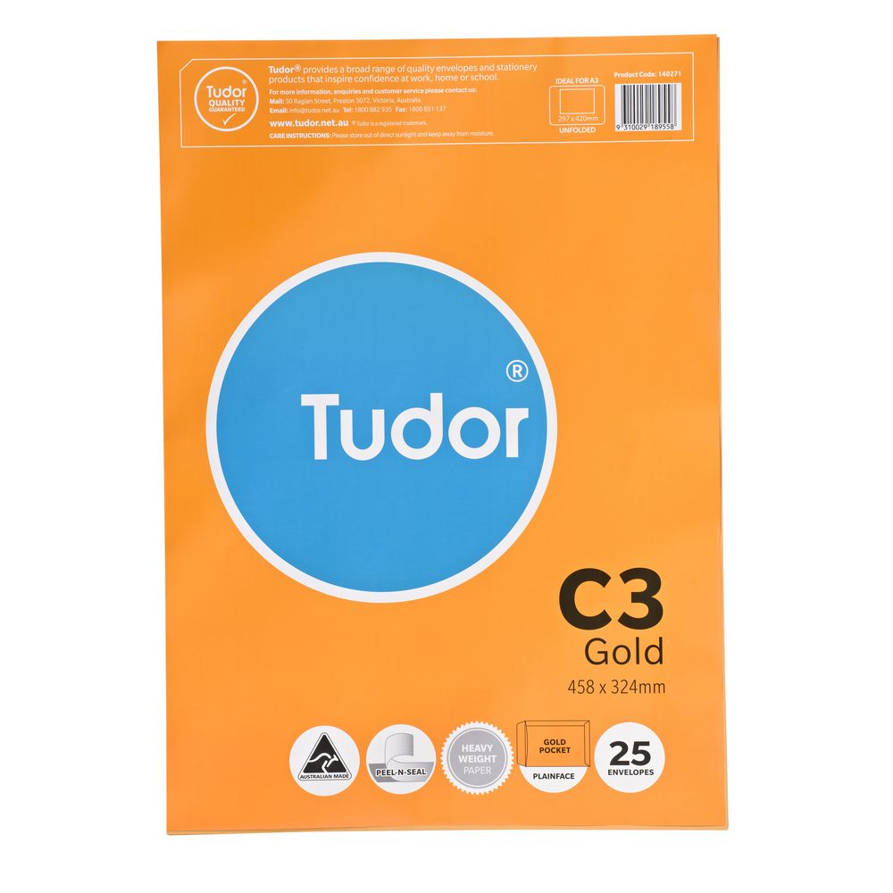 Tudor C3 Envelopes Gold 25 Pack