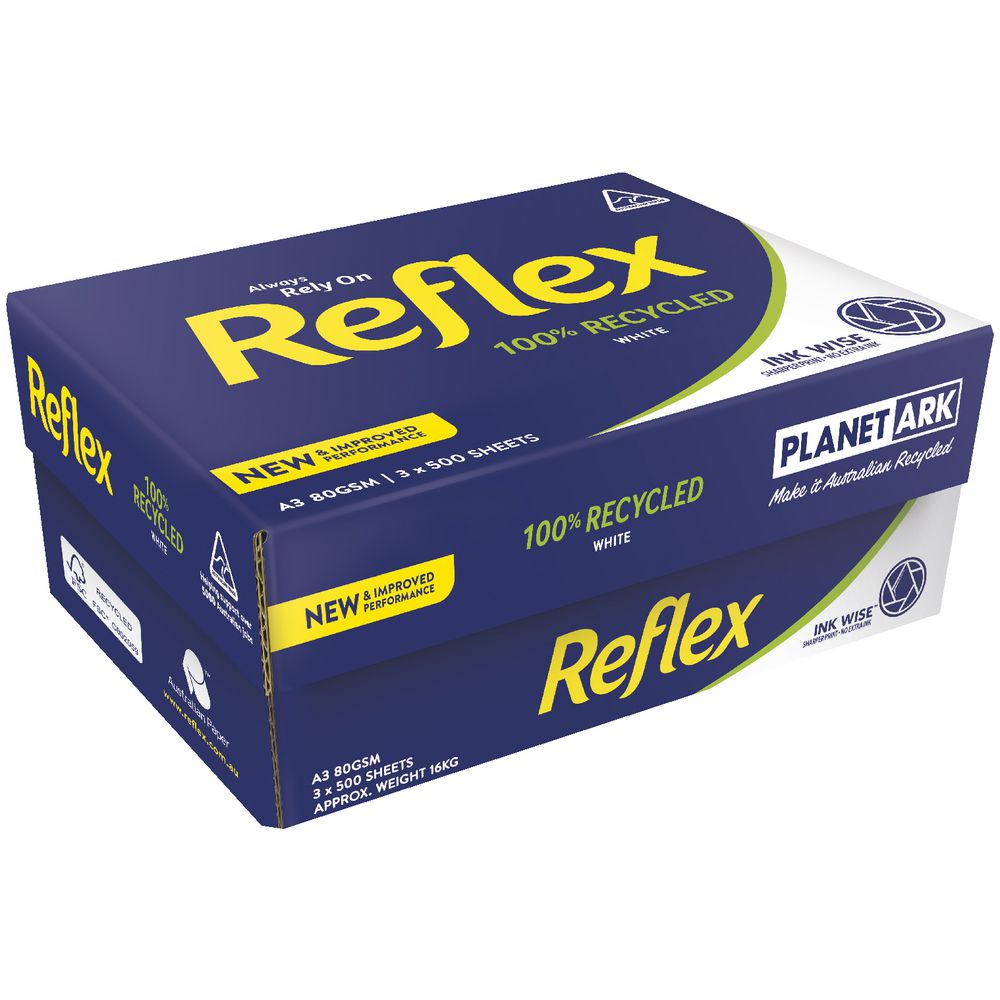 Reflex 100 Recycled Carbon Neutral 80gsm A3 Paper Carton Officeworks