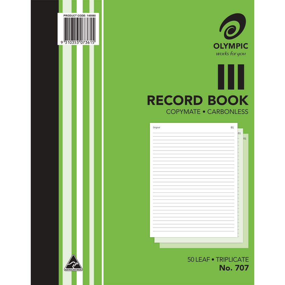 Olympic No.707 Carbonless Triplicate Record Book