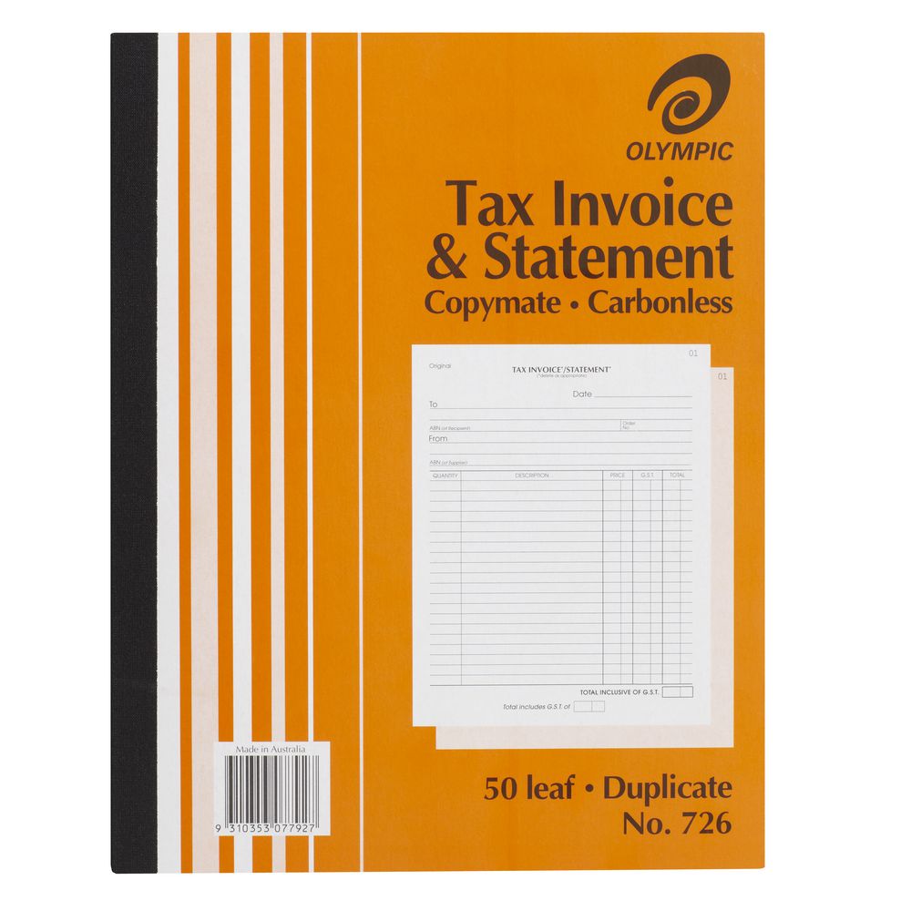 Olympic No.726 Carbonless Duplicate Invoice/Statement Book