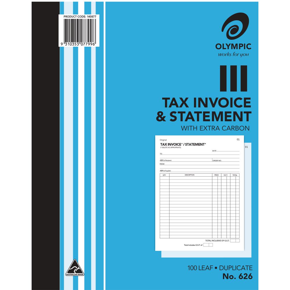 Olympic No. 626 Carbon Invoice and Statement Book 100 Page