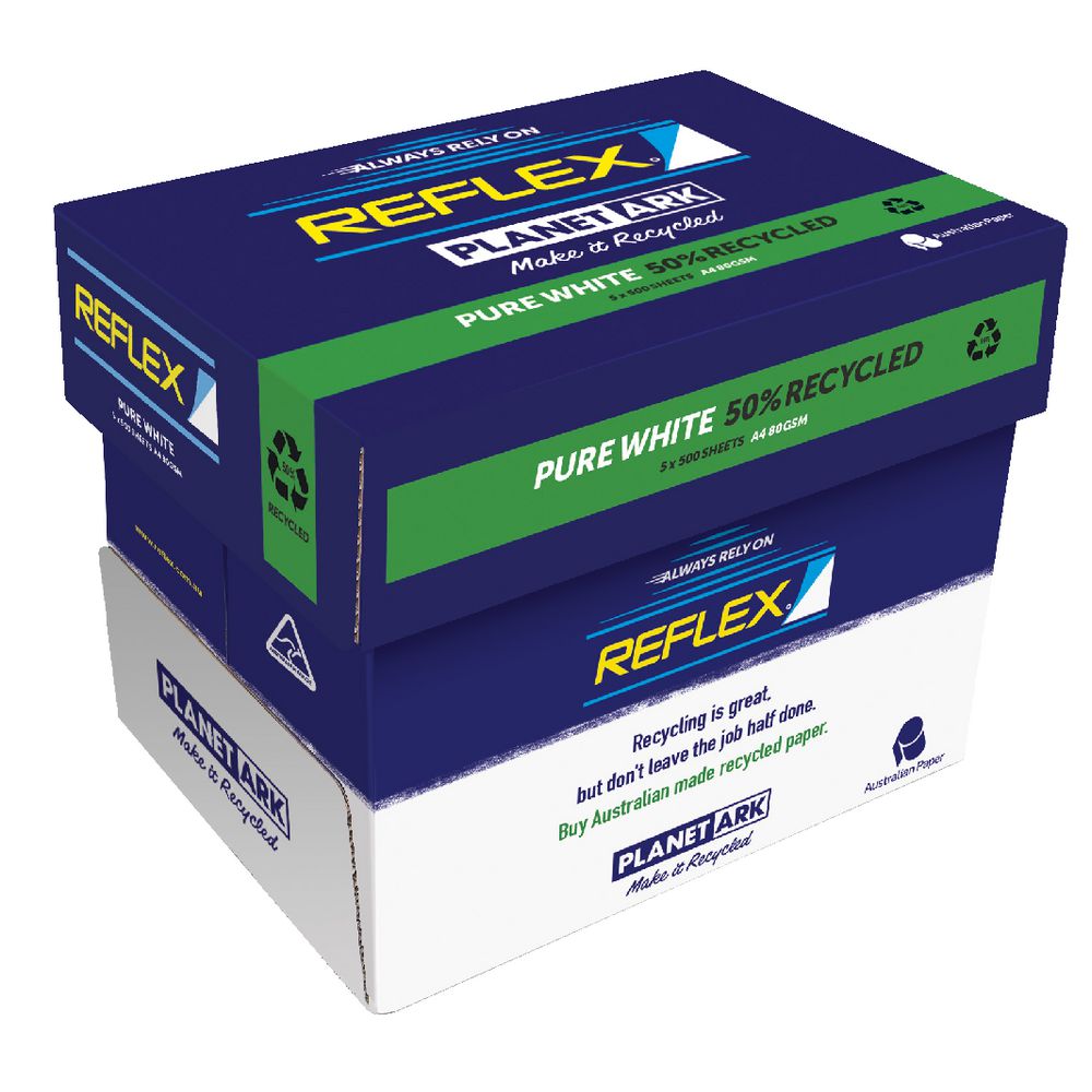 Reflex 50 Recycled 80gsm A4 Copy Paper 5 Ream Carton Officeworks