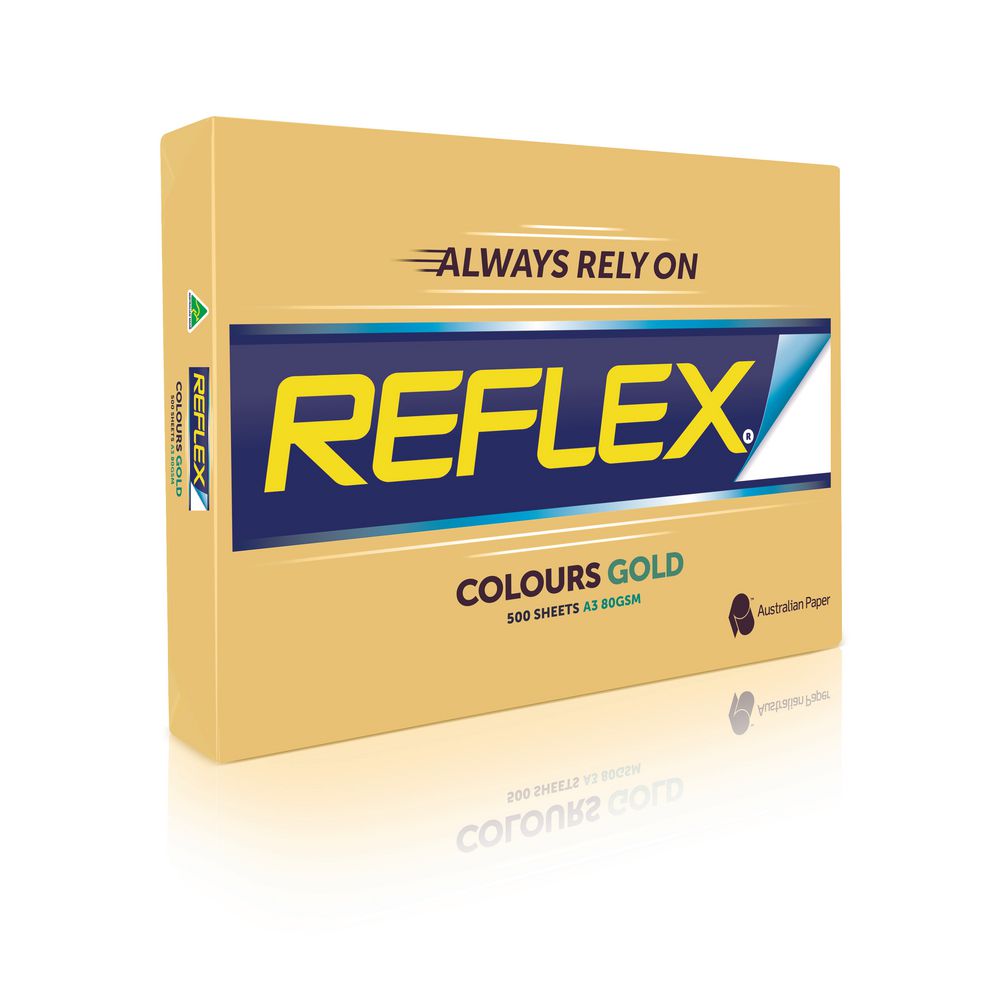 Reflex Colours 80gsm A3 Copy Paper Gold 500 Sheets
