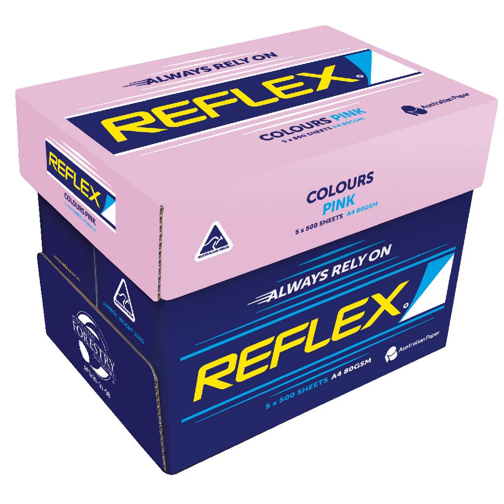 Reflex Coloured 80gsm A4 Copy Paper Pink 500 5 Ream Carton Officeworks