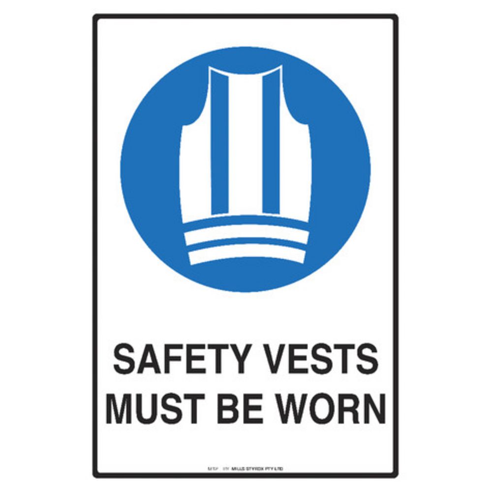 Mills Display Safety Vests Sign 300 x 450mm