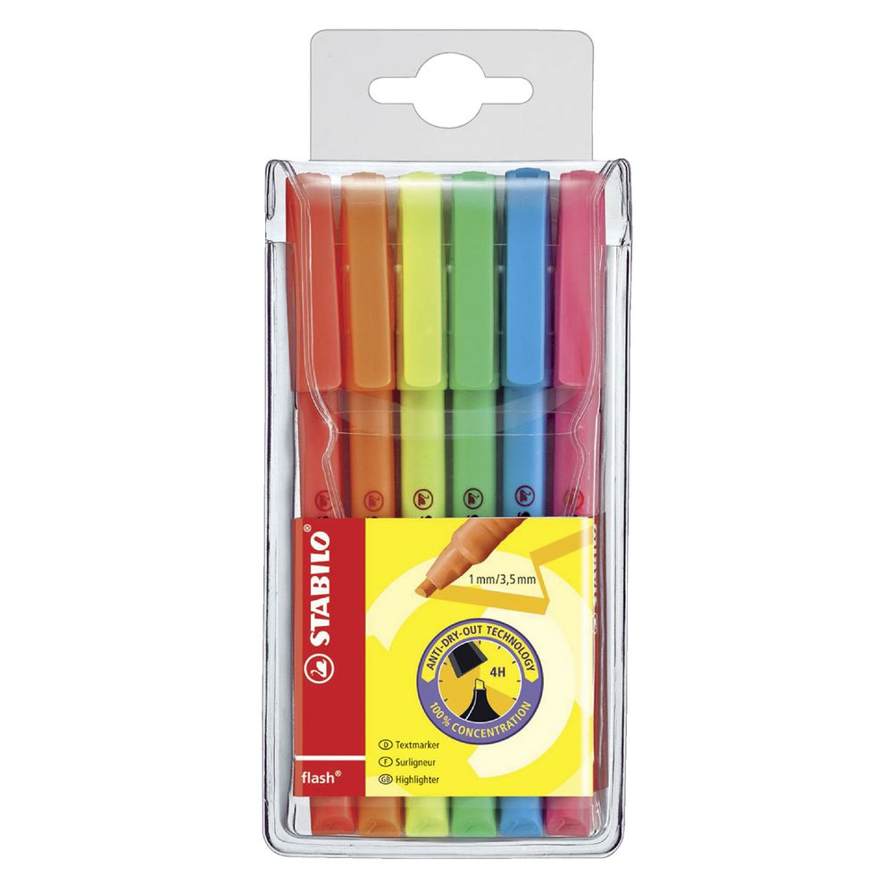 Stabilo Flash Highlighters Assorted 6 Pack