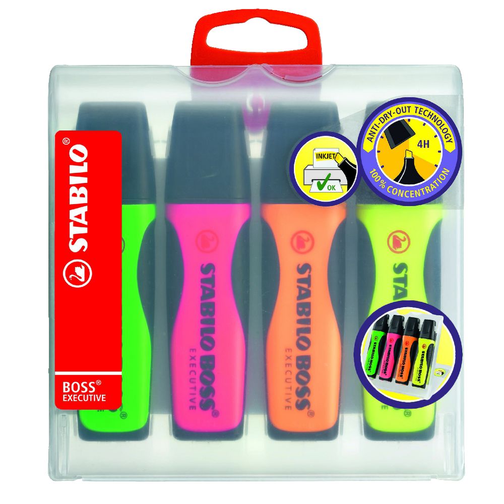 Stabilo Boss Executive Highlighters Assorted 4 Pack