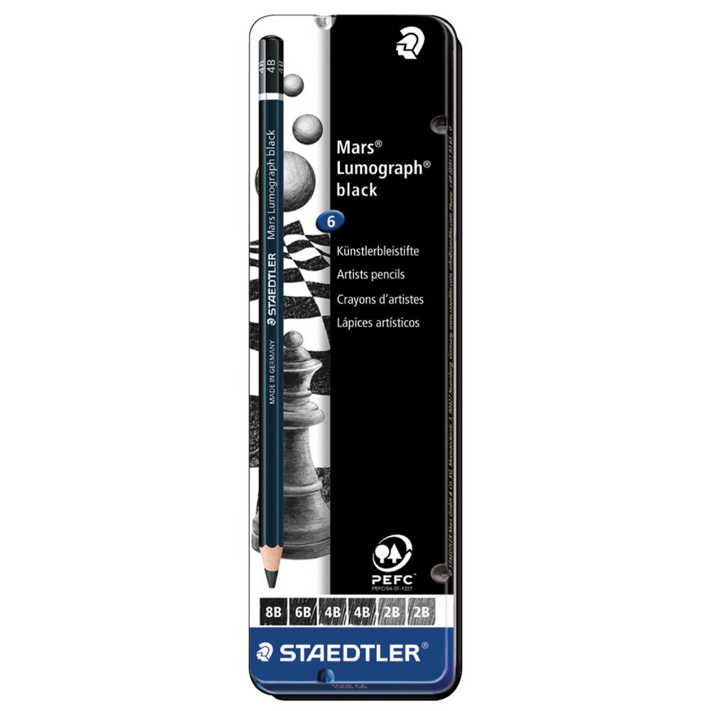 Staedtler Black Lumograph Pencils 100B 6 Pack