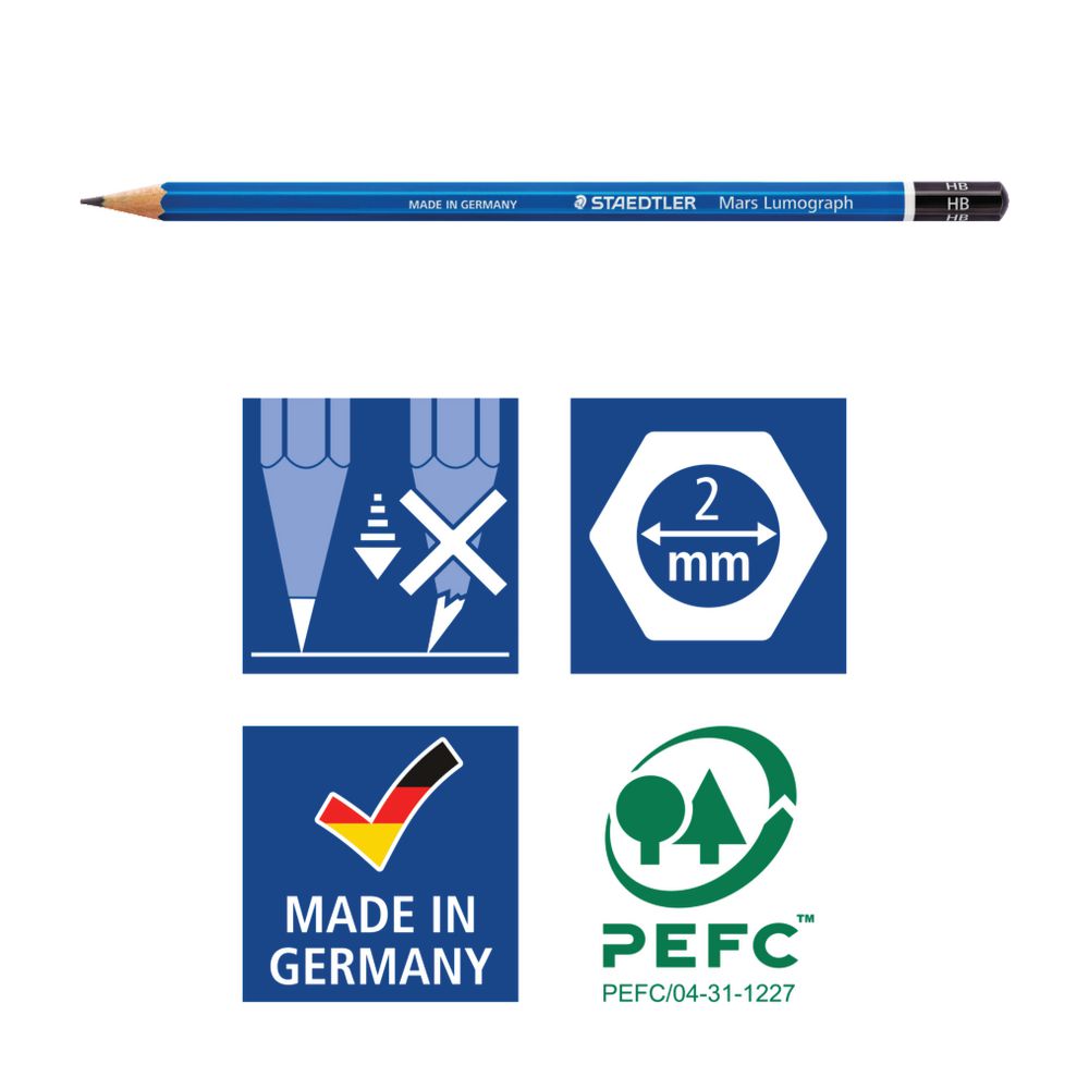 Staedtler Mars Lumograph 100 Sketching Pencils 12 Pack