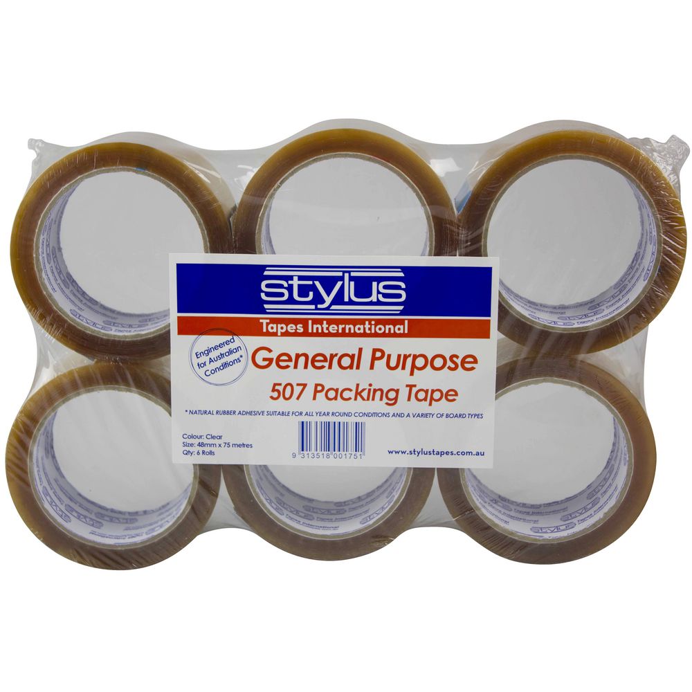 Stylus General Purpose Packing Tape Clear 6 Pack
