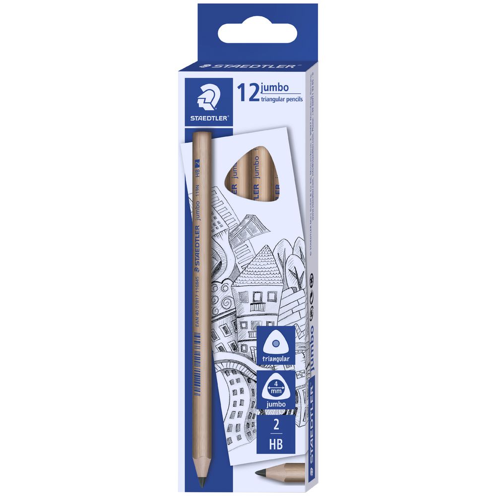Staedtler Natural Jumbo Triangular Pencil HB 12 Pack