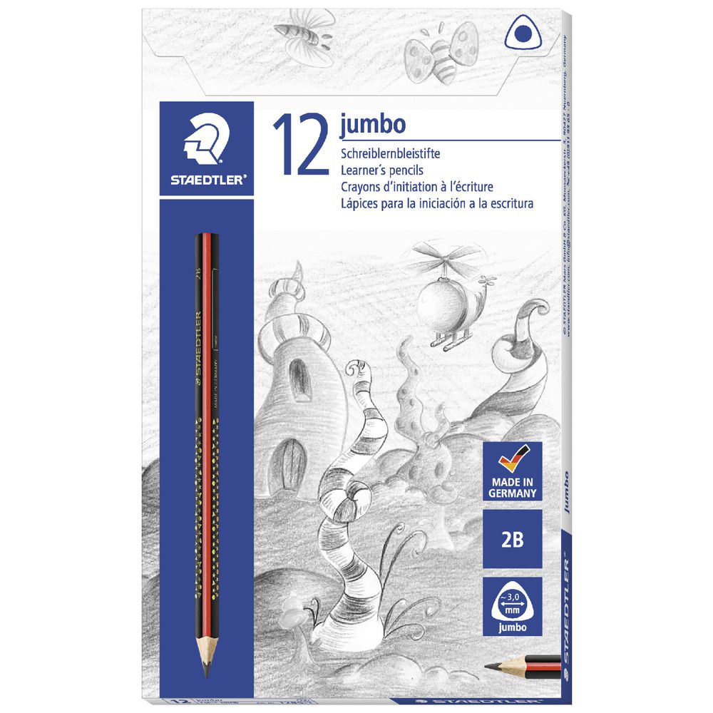 Staedtler Jumbo Triangular Graphite Pencils 2B 12 Pack