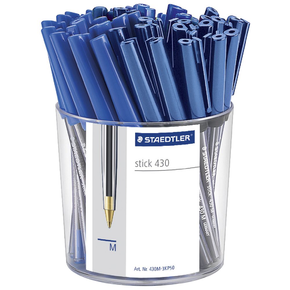 Staedtler Stick 430 Medium Ballpoint Pens Blue 50 Pack