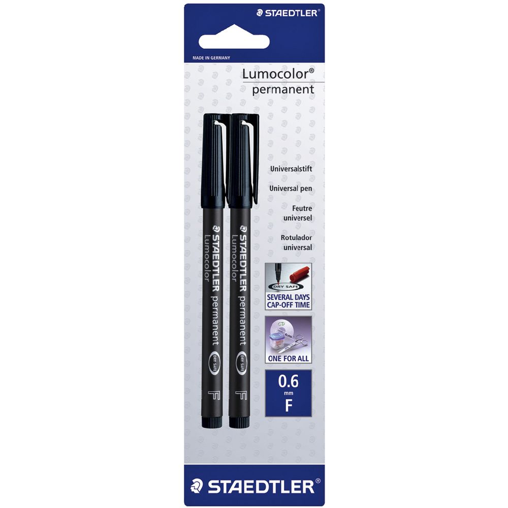 Staedtler Lumocolor 318 Permanent Markers Black 20 Pack