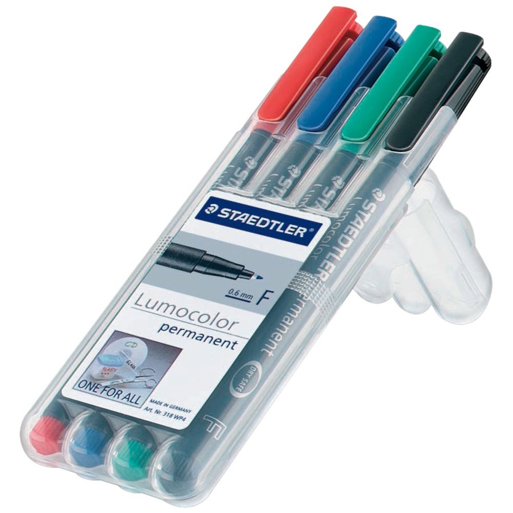 Staedtler Lumocolor 318 Permanent Markers Assorted 4 Pack