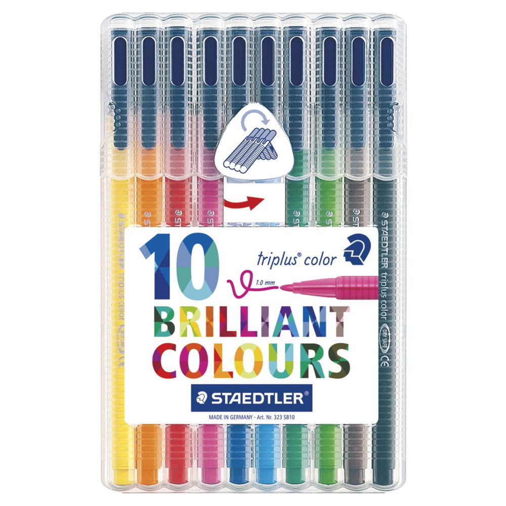 Staedtler Triplus Triangular Colour Fibre Tip Pens 10 Pack