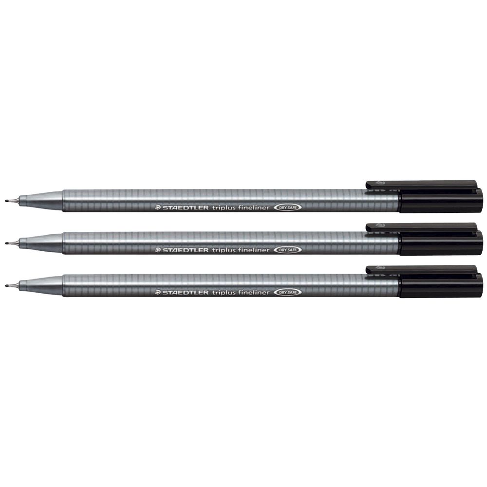 Staedtler Triplus 0.3mm Fineliners 334 Black 3 Pack
