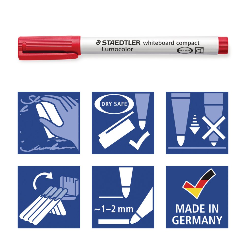 Staedtler 341 Compact Whiteboard Markers Assorted 4 Pack