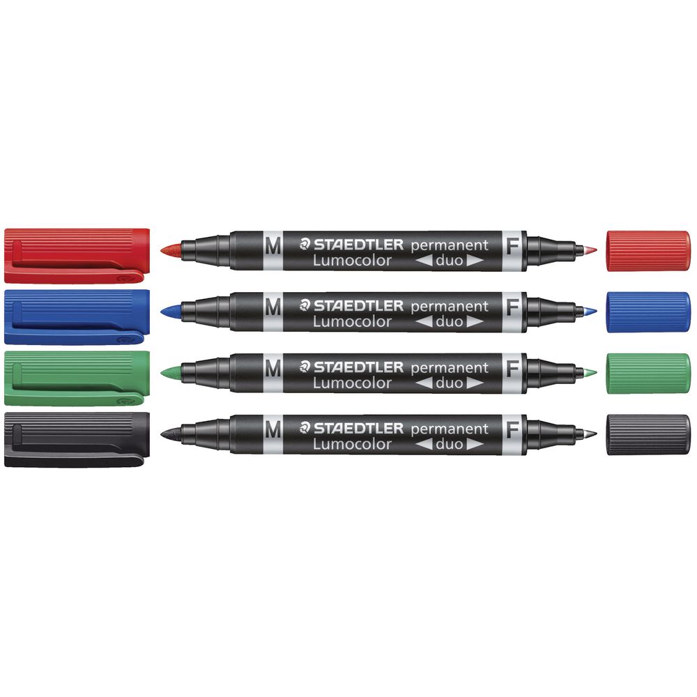 Staedtler 348 Permanent Duo Markers Assorted 4 Pack Officeworks