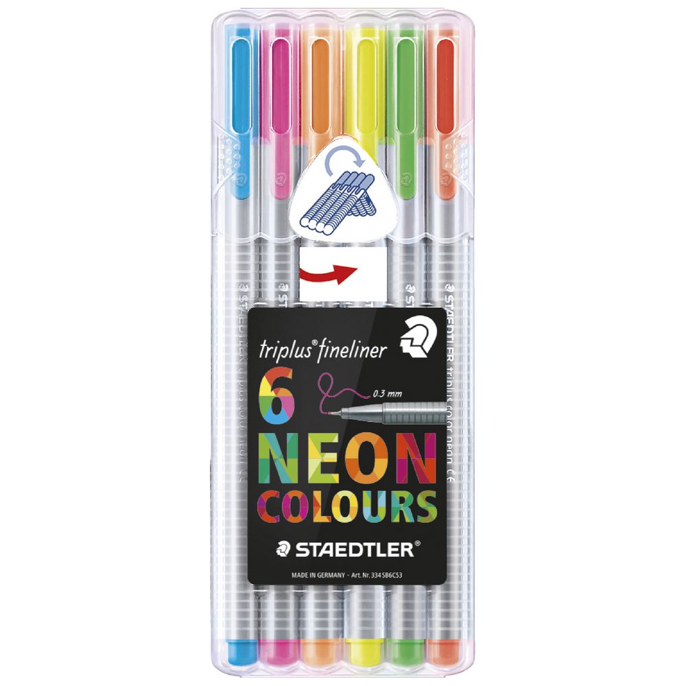 Staedtler Triplus 0.3mm Fineliners 334 Neon Colours 6 Pack
