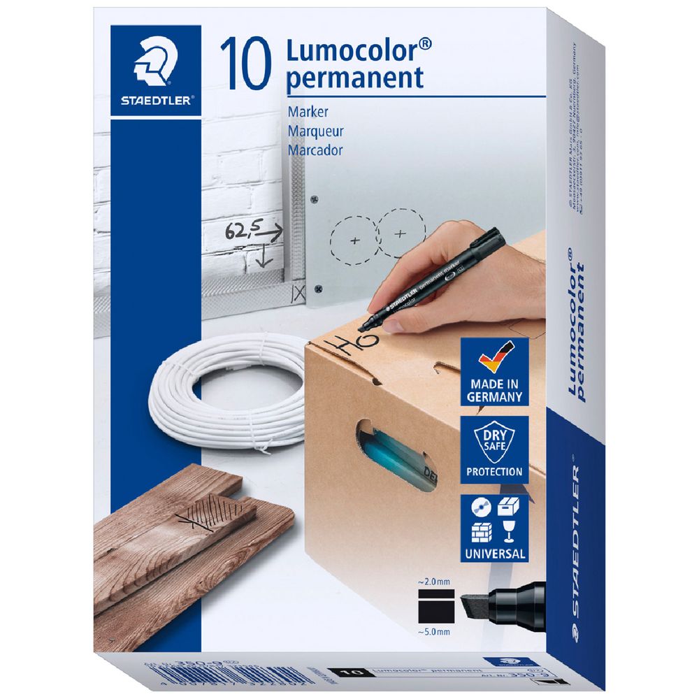 Staedtler Lumocolor 350 Permanent Marker Black 10 Pack