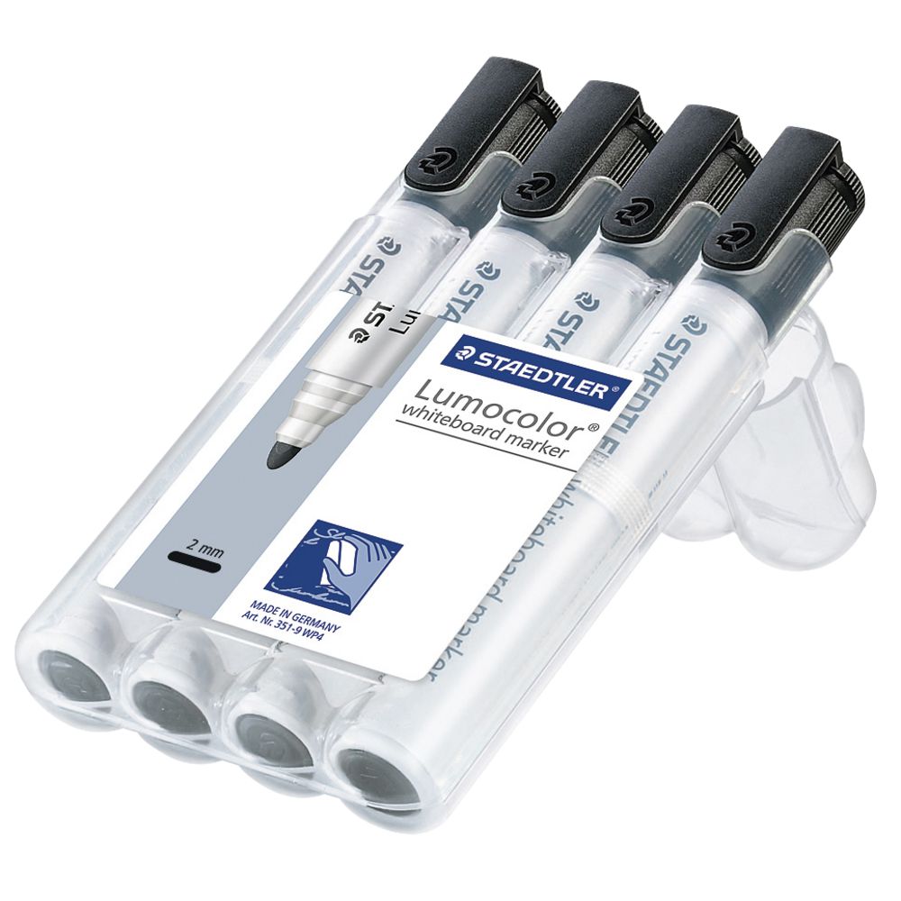 Staedtler Lumocolor Whiteboard Markers Black 4 Pack