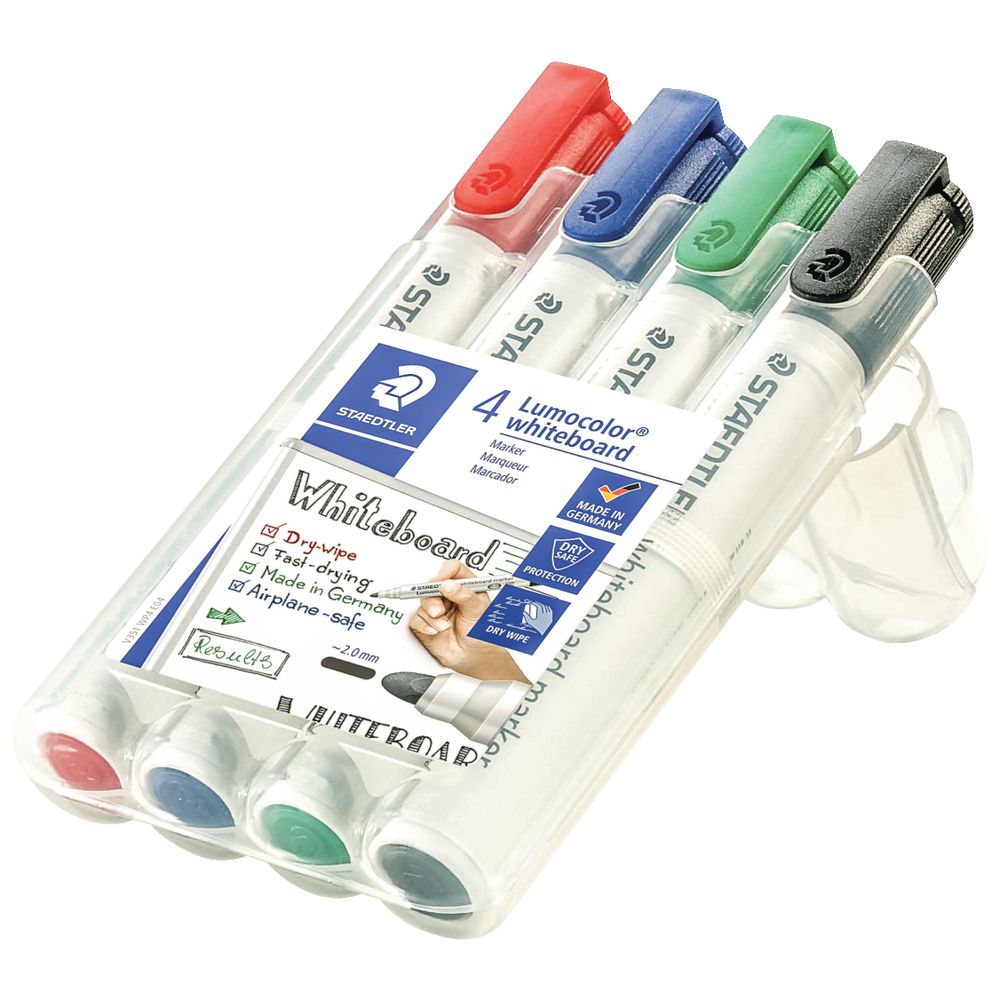 Staedtler 351 Whiteboard Markers Bullet Tip Assorted 4 Pack