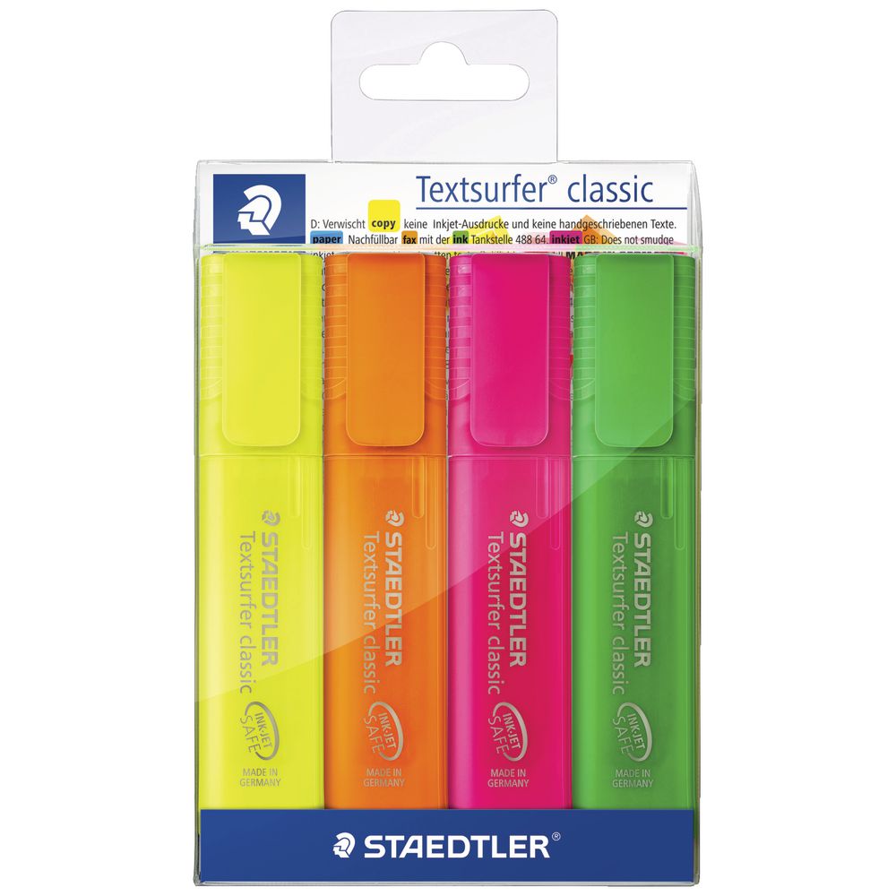 Staedtler Textsurfer Classic Highlighters Assorted 4 Pack