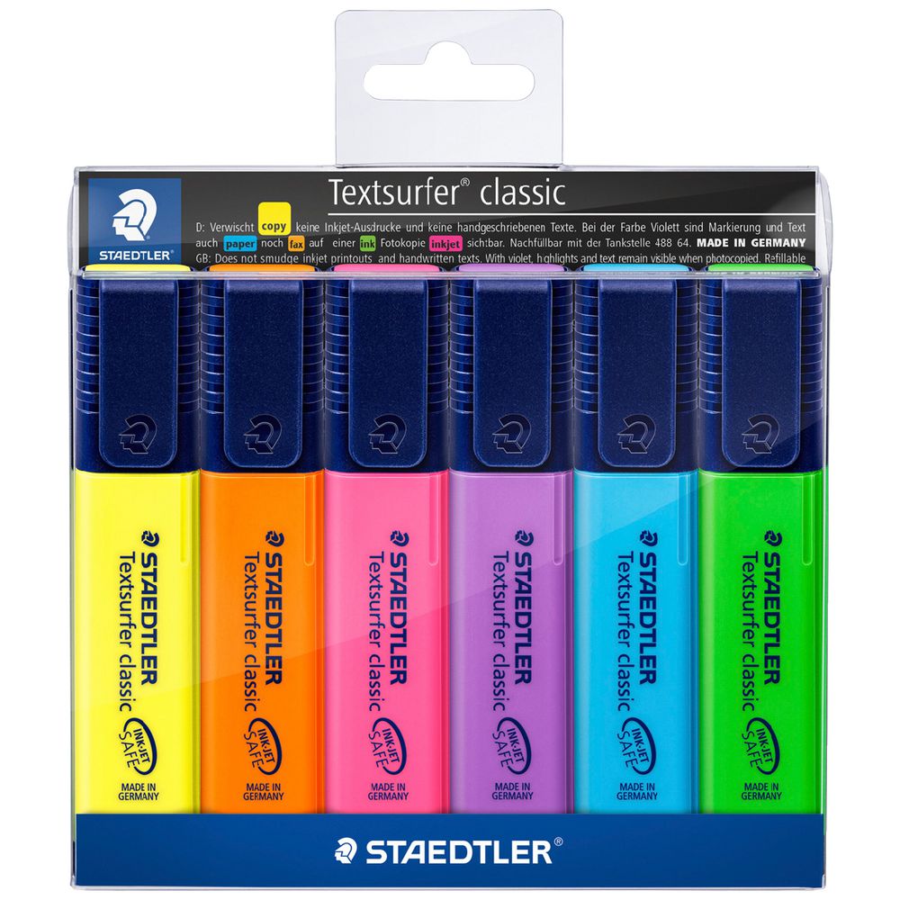 Staedtler Textsurfer Classic Highlighters Assorted 6 Pack