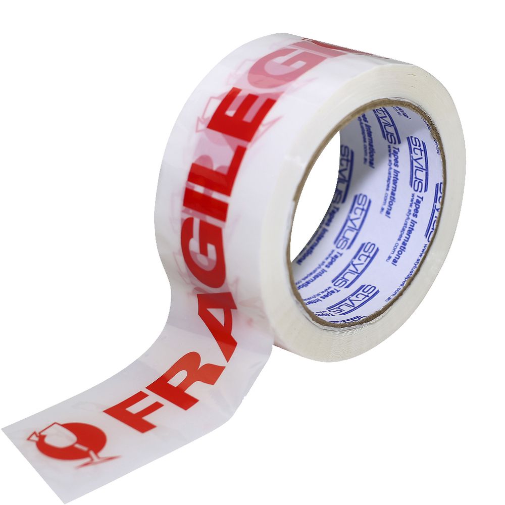 Stylus 48mm x 66m Packaging Tape Fragile Red on White