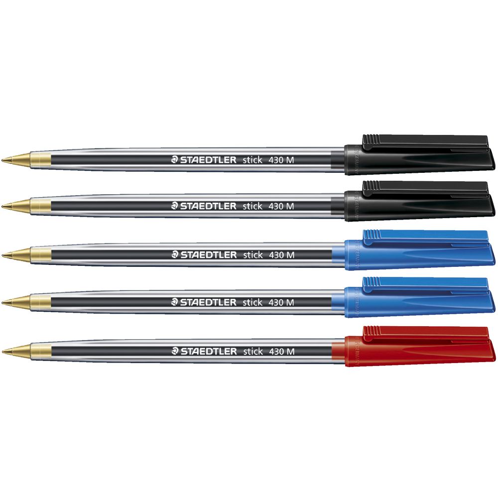 Staedtler Stick 430 Medium Ballpoint Pens Assorted 5 Pack