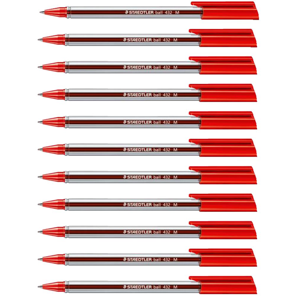 Staedtler Stick 432 Ballpoint Pens Red 10 Pack