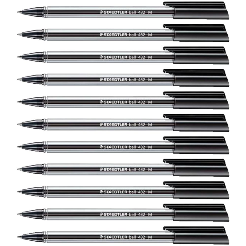 Staedtler Stick 432 Ballpoint Pens Black 10 Pack