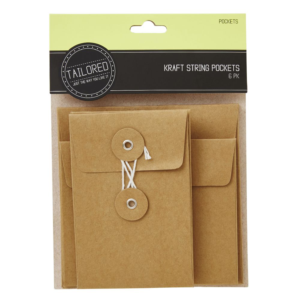 Tailored Kraft Mini String Pockets 6 Pack