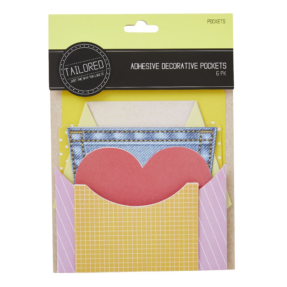 Tailored Adhesive Decorative Pockets Assorted 6 Pack