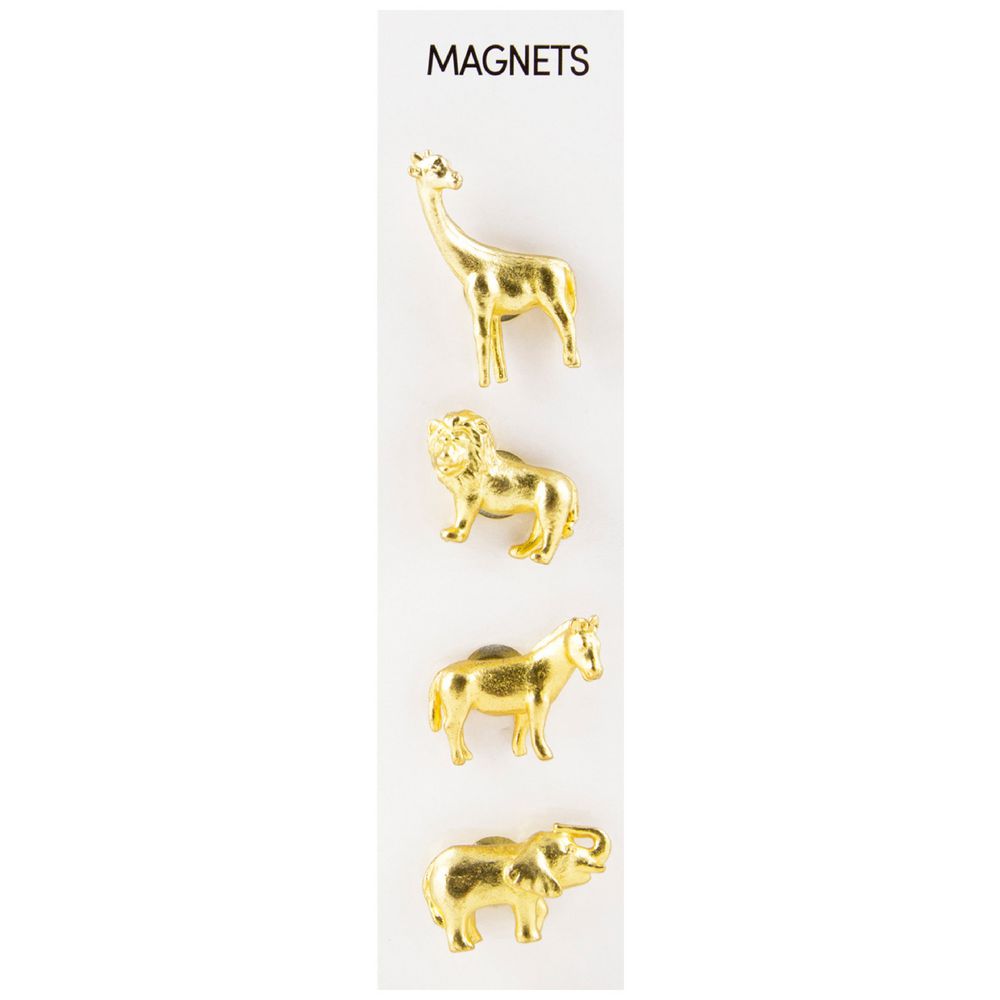 Three By Three Cast Metal Magnets Animal Safari 4 Pack