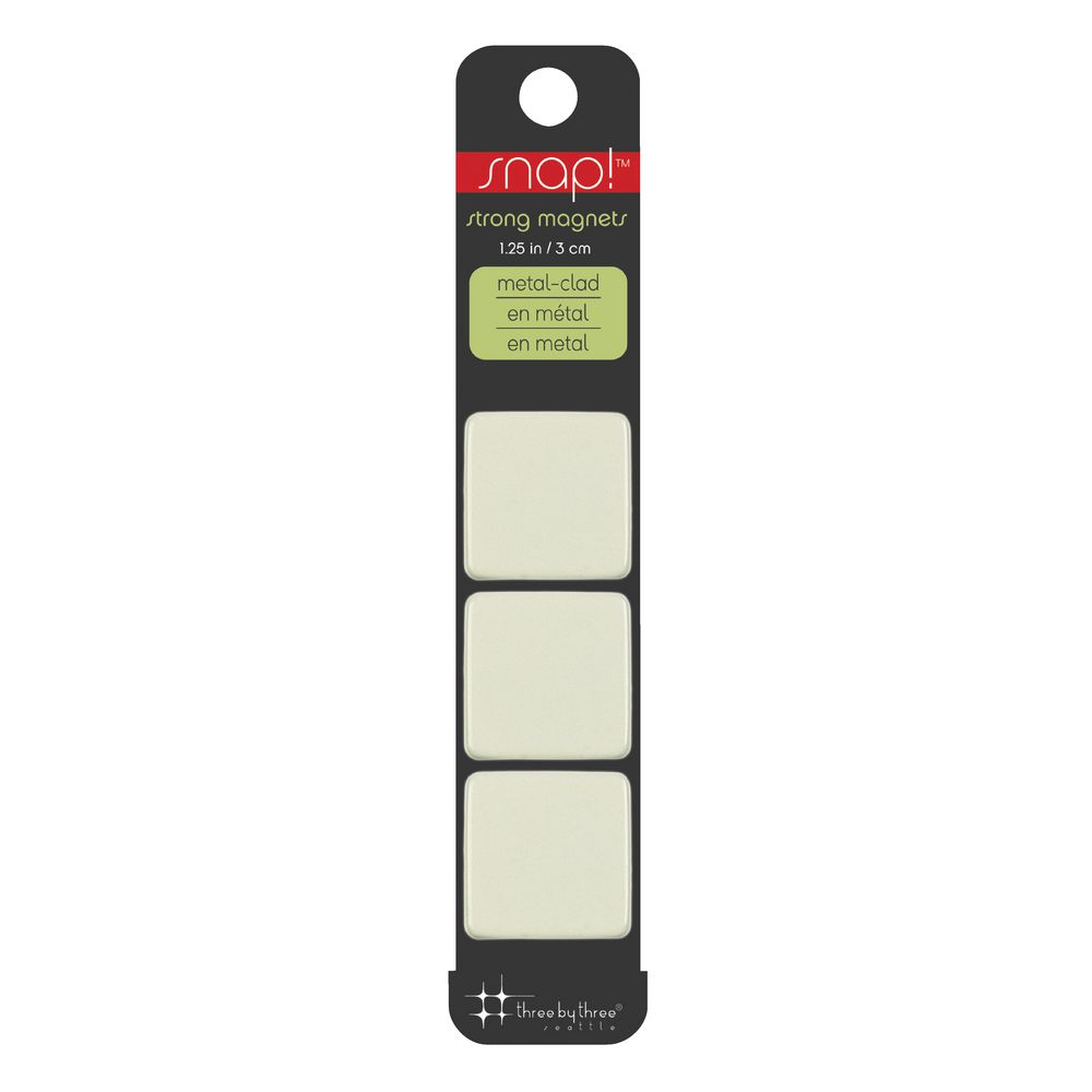 Three By Three Snap! Large Square Magnets White 3 Pack