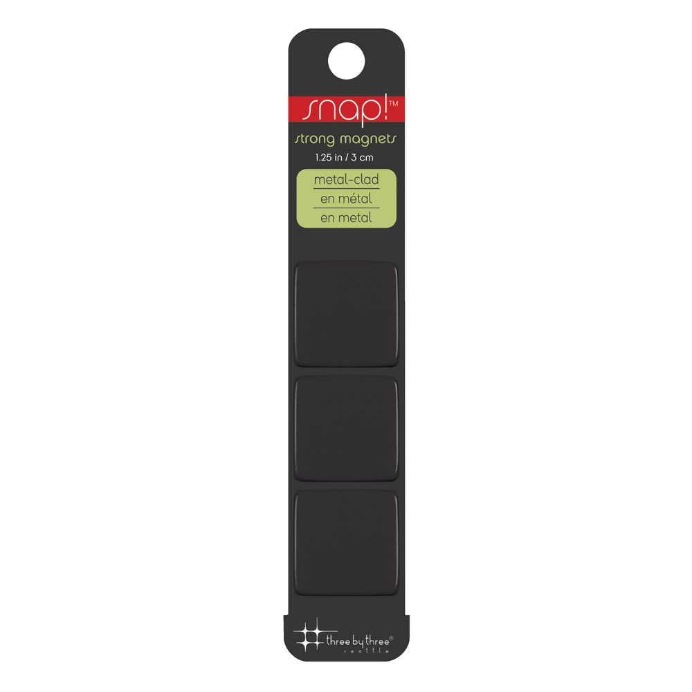 Three By Three Snap! Square Magnets Black 3 Pack